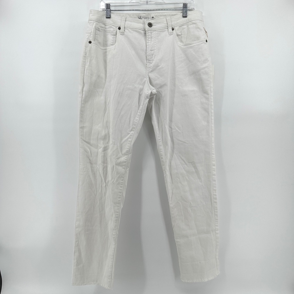 Carve Designs Carson Jean White Straight Leg Raw Hem Organic Cotton Size 12 NWT